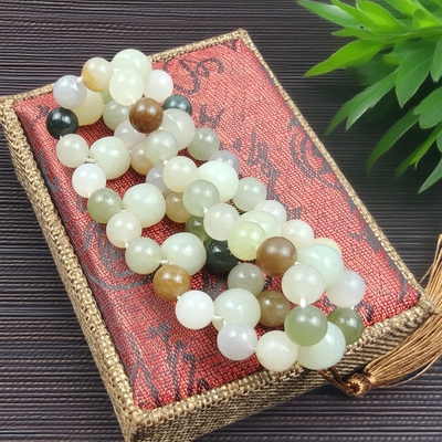 包邮天然新疆和田玉青玉青白玉糖料手链男女通款保真支持全国复验