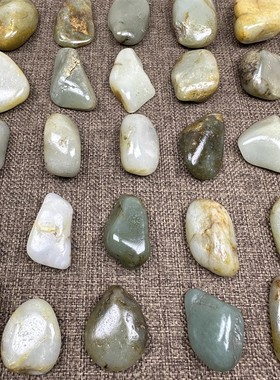 新疆和田玉籽料天然原石把件挂机吊坠原皮带毛孔青白玉白玉