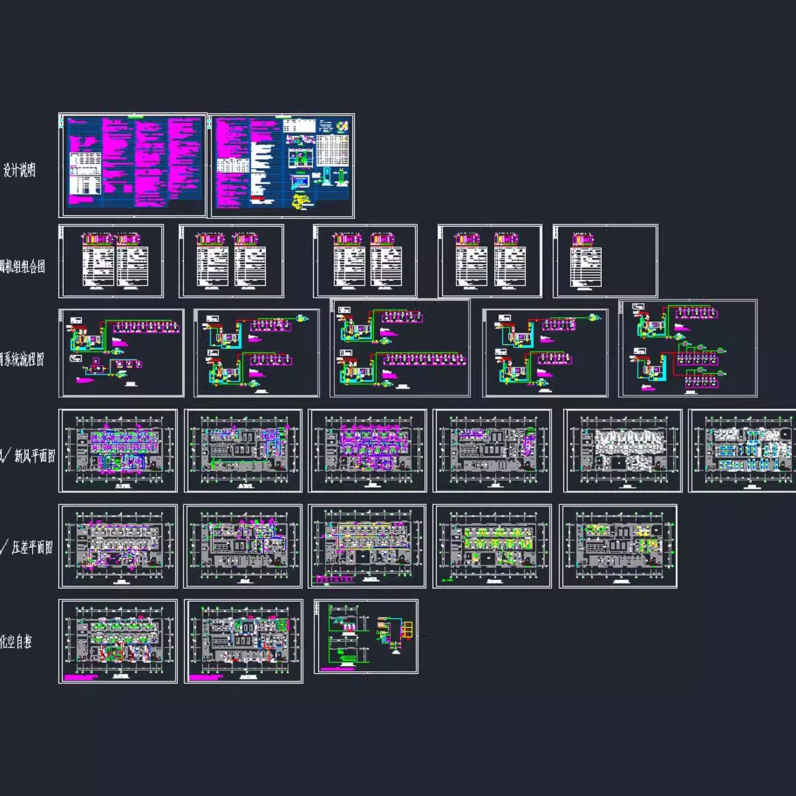 生物实验室CAD施工图 暖通设计 空调系统 净化空调自控 新风排风