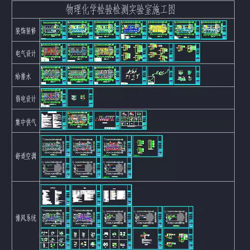 物理化学检测实验室 装修 水电 供气 排风 舒适空调CAD施工图代画
