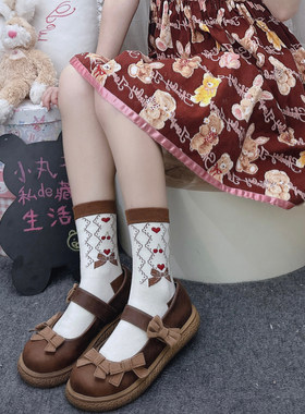 咖色系洛丽塔风少女袜子