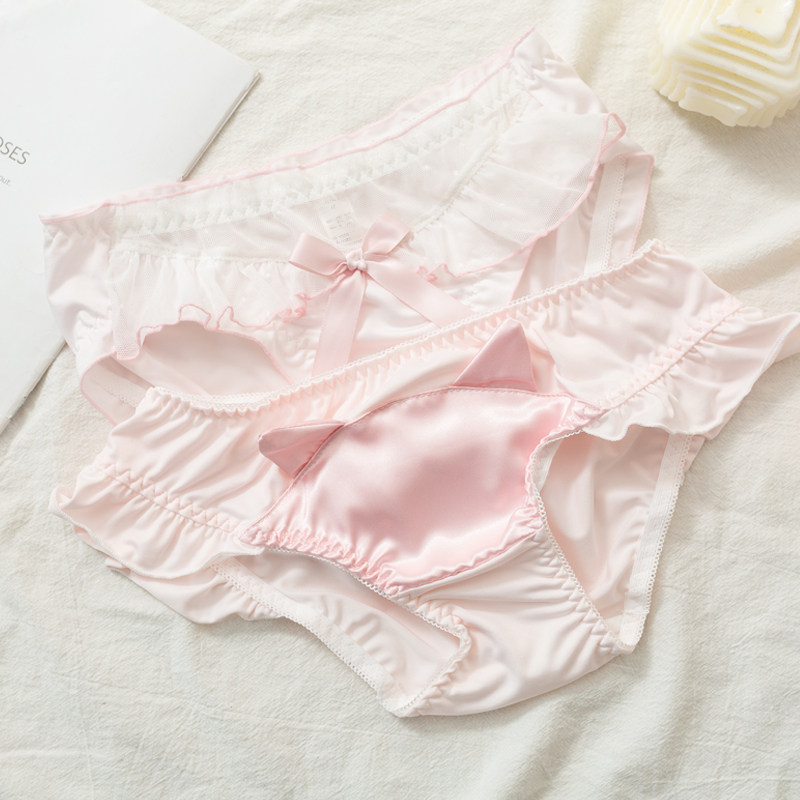 高颜值纯欲女仆内裤日系少女牛奶丝洛丽塔性感网纱蕾丝耳朵三角裤