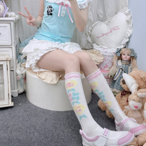 棉质原创可爱果冻熊甜美小腿袜