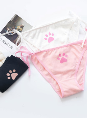 日系可爱猫爪系带内裤萝莉软妹