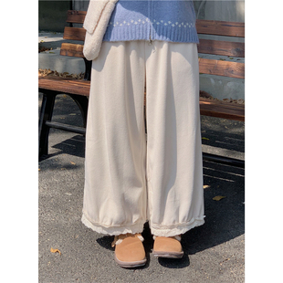 小个子复古保暖宽松显瘦阔腿裤 加绒花边灯笼裤 2024冬季 踏进银河