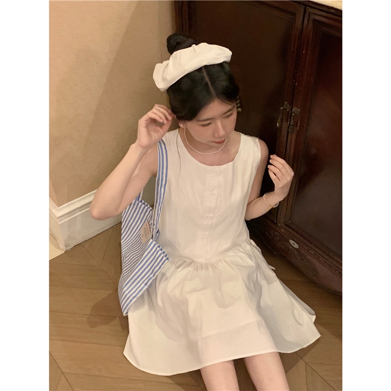 踏进银河夏日少女感无袖连衣裙