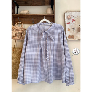 春秋休闲宽松显瘦设计感衬衣 乖巧百搭格纹衬衫 踏进银河 叠穿搭档