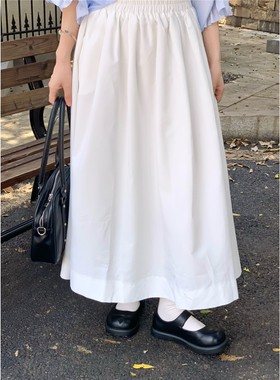 踏进银河 高腰显瘦垂感白色半身裙入秋新款小个子遮肉百搭a字裙
