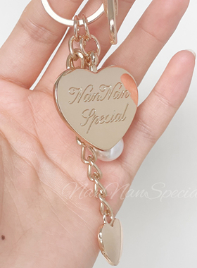 NanNanS 可爱心浅金色珍珠包包金属挂件挂饰钥匙链扣精致少女原创