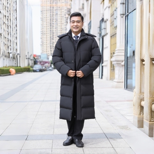 冬季过膝加长款棉大衣男加绒防风中老年人爸爸装羽绒棉服休闲外套