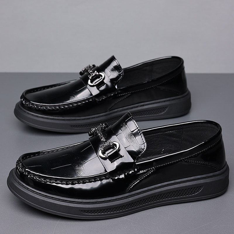 特大码男鞋45新款真皮豆豆一脚蹬男士宽脚皮鞋46黑色漆皮头层牛皮,流行男鞋,乐福鞋（豆豆鞋）,淘宝优惠券,粉丝福利购,淘宝优惠卷