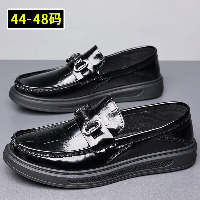 新款特大码男鞋45休闲豆豆一脚蹬皮鞋46黑色漆皮47男士懒人潮鞋48,流行男鞋,乐福鞋（豆豆鞋）,淘宝优惠券,粉丝福利购,淘宝优惠卷