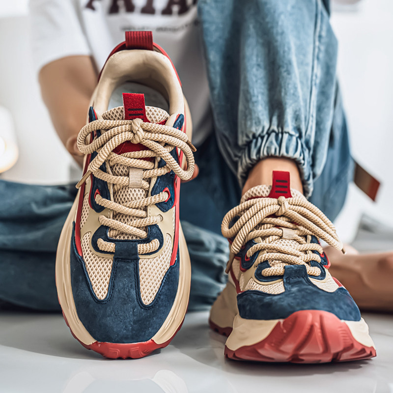 2026春款大码男鞋46加宽加肥老爹鞋47厚底跑鞋48宽楦休闲运动鞋子