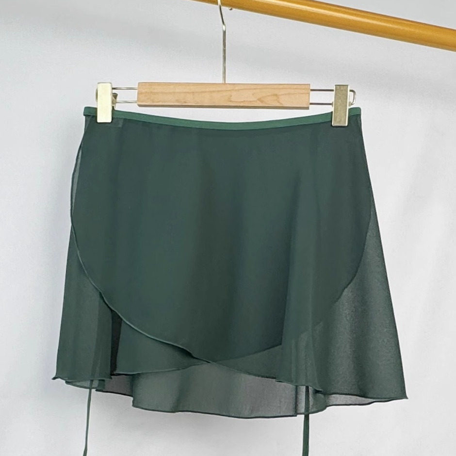 一片式墨绿色艺考训练芭蕾舞短裙