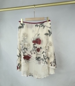 双层芭蕾舞蹈裙杏色玫瑰刺绣短裙一片式 系带教师舞蹈裙形体基训裙