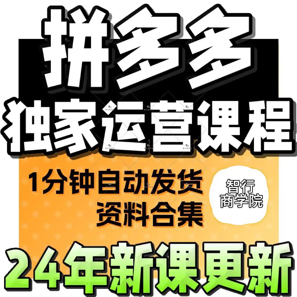 2024拼多多网店运营课程合集零基础入门多多开店教程电商教学网课