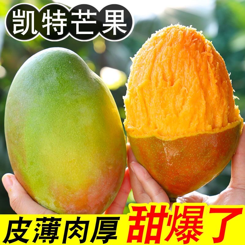 四川攀枝花凯特芒果新鲜应季水果10斤芒整箱包邮大青皮芒产地直发