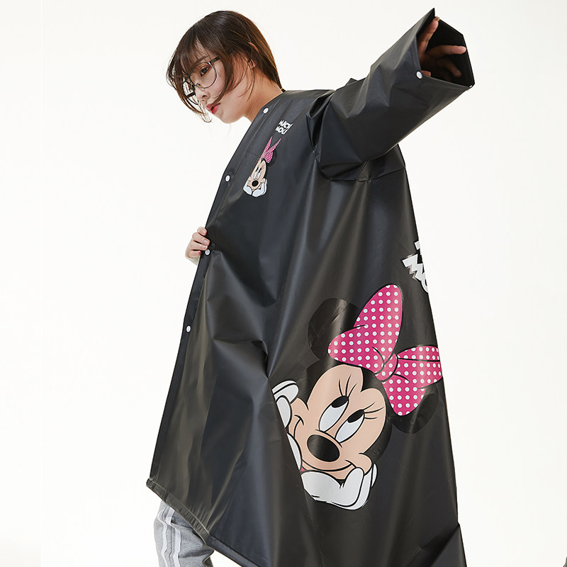 米妮徒步旅行外套夏季卡通可爱潮流成人长款前开式女全身雨披雨衣