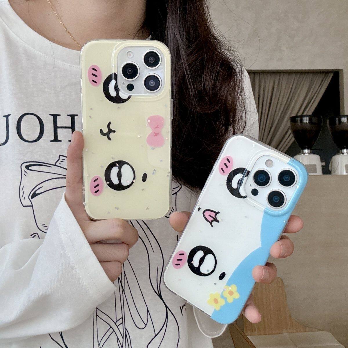 适用于可爱半包闪粉乌萨奇小八苹果16promax手机壳iPhone15pro新款14pro保护套13