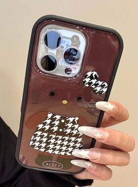 适用于高级感小香风裙黑皮猫咪iphone16prom苹果15pro手机保护壳14新款13