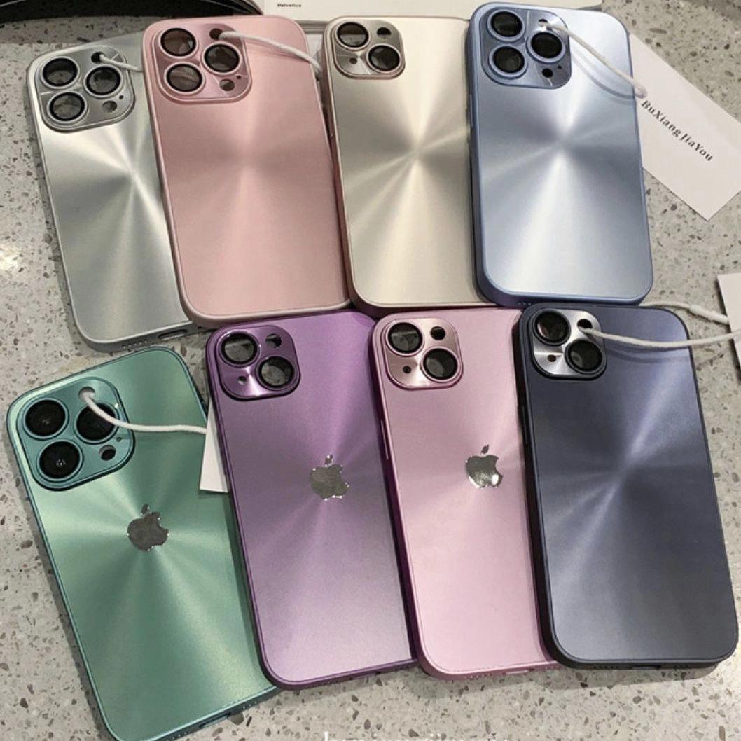 镭射磨砂CD纹太空银适用于苹果16pro/16手机壳iphone13pro简约超薄15防摔硬壳11promax高级感14/13外壳12pro