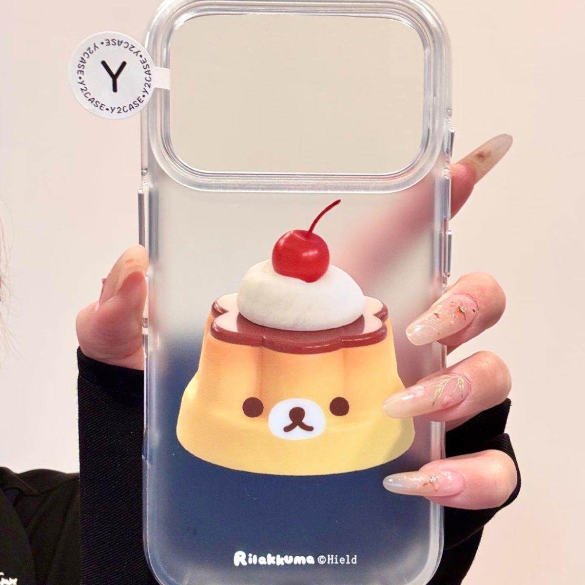 Y2CASE•磨砂壳•可爱轻松熊樱桃布丁IMD双层手机壳适用iPhone