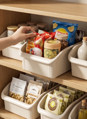 橱柜收纳筐厨房杂物零食整理卫生间桌面置物架家用塑料储物盒CC