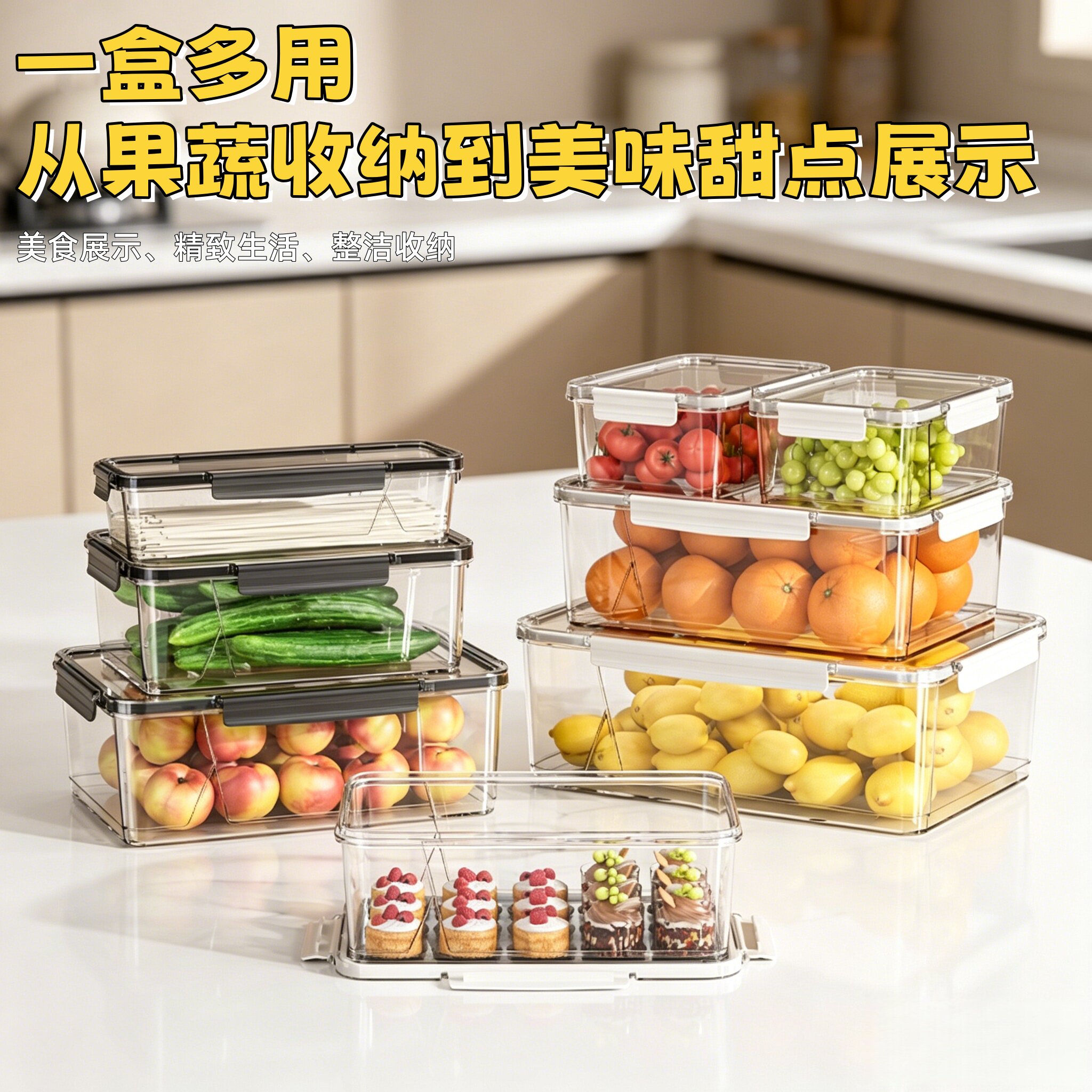 保鲜盒食品级冰箱收纳盒透明咸菜腌菜罐腌制密封容器大容量整理盒