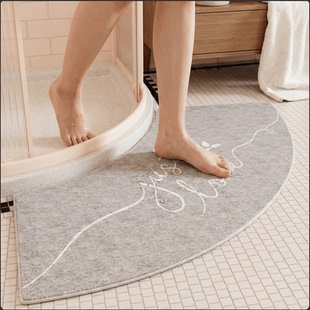 浴室淋浴房门口半弧形地垫卫生间厕所吸水防滑踩脚垫干湿分离地毯