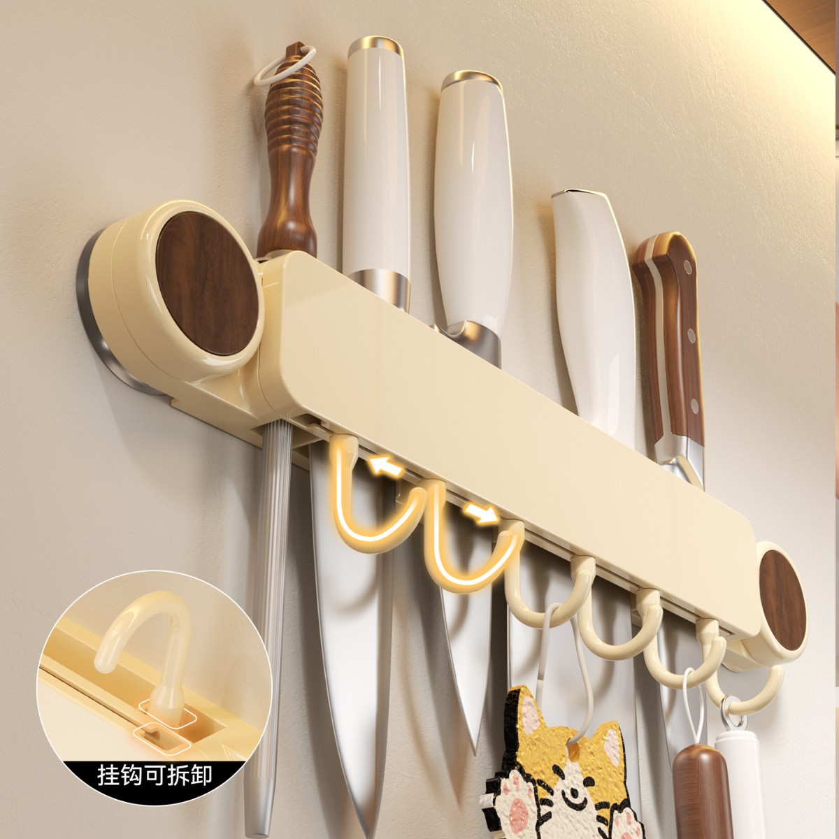 吸盘刀架新款家用壁挂式菜刀置物架多功能厨房挂钩刀具收纳架塑料