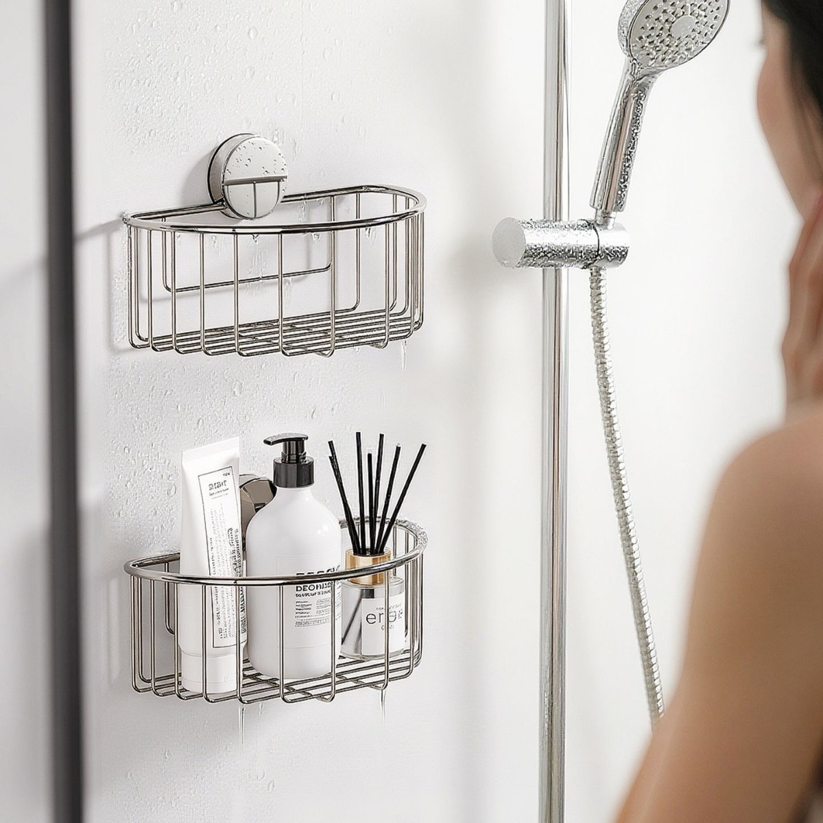 卫生间吸盘不锈钢置物架浴室免