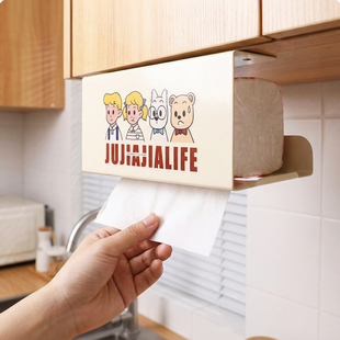 铁艺厨房纸巾架吊柜纸巾盒倒挂抽纸盒收纳架壁挂式橱柜用纸悬挂架