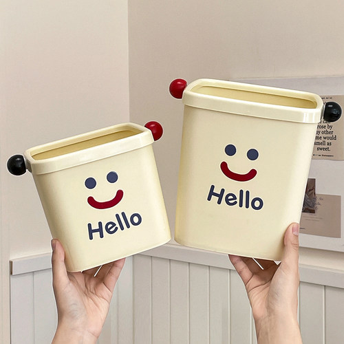 无盖方形小号带压圈桌面垃圾桶