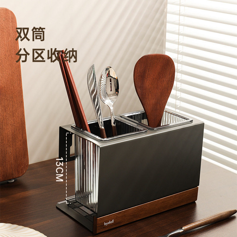 厨房筷子置物架筷子收纳盒复古筷子筒家用免打孔壁挂式沥水筷子笼