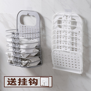 可折叠脏衣篮 塑料悬挂式墙上玩具收纳篓免打孔浴室洗衣服杂物筐