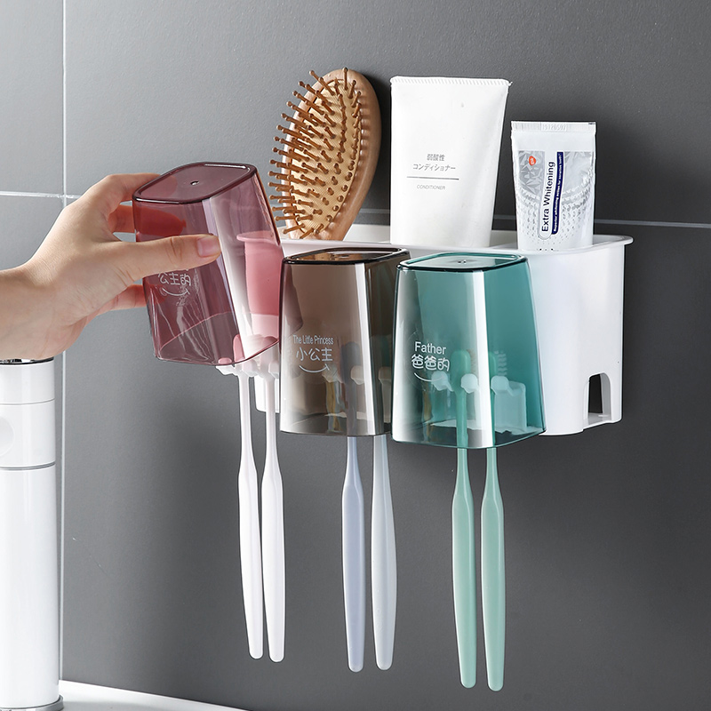 挂牙刷架漱口杯套装牙刷置物架