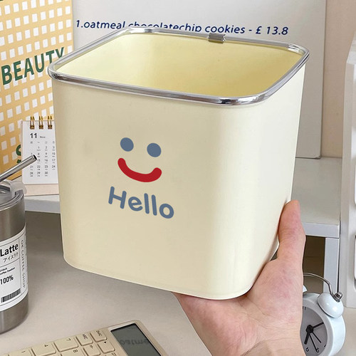 无盖方形桌上小号垃圾桶