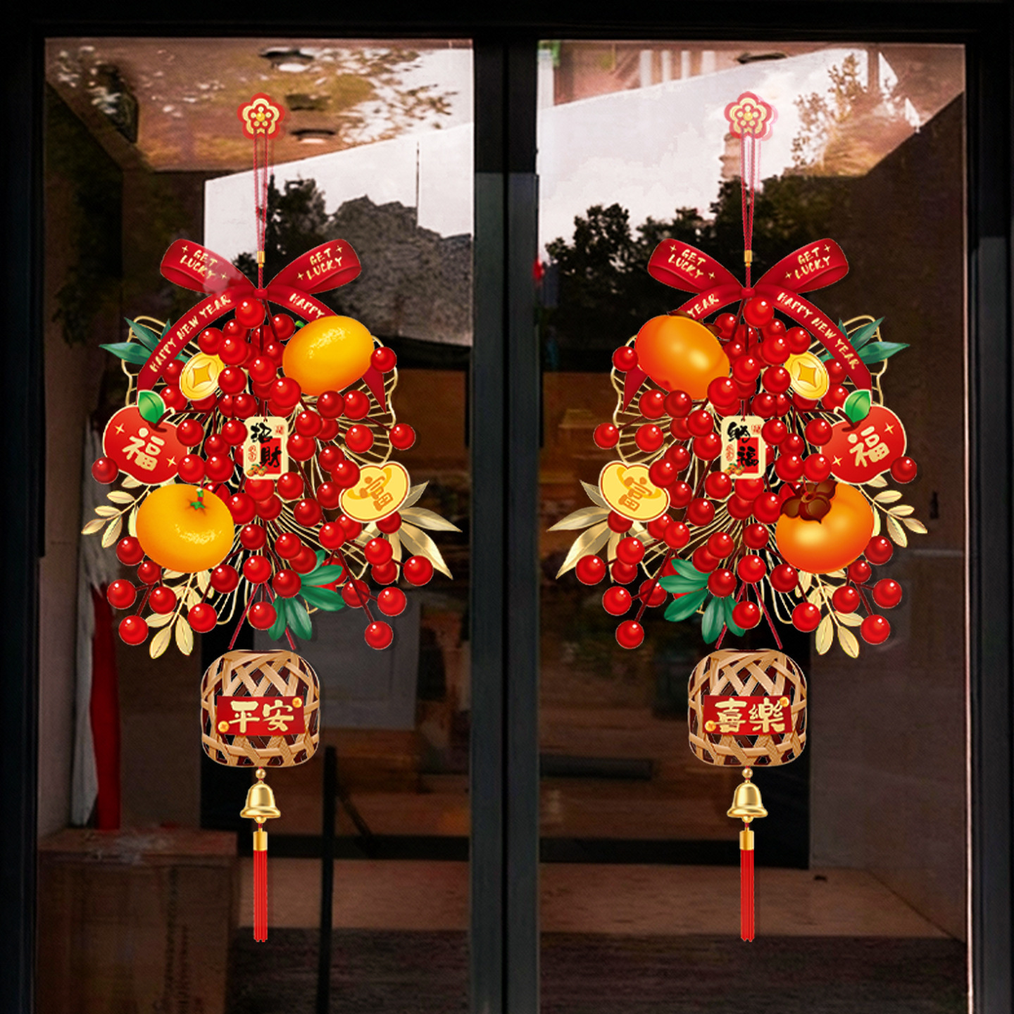 马年新年创意对贴装饰布置静电贴