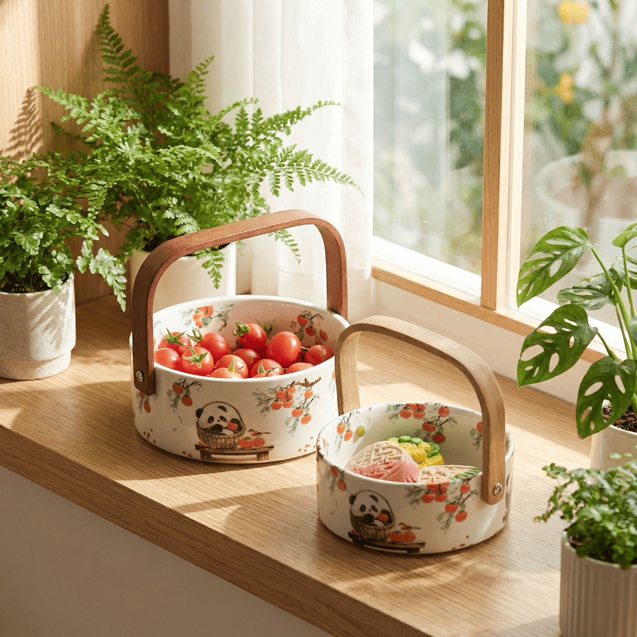 手提陶瓷下午茶点心托盘茶点篮复古果盘甜品收纳盘轻奢家居摆件,餐饮具,果盆/果盘/果篮,淘宝优惠券,粉丝福利购,淘宝优惠卷