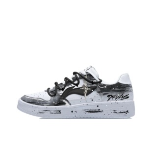 【定制球鞋】LiNing李宁/浮舟 墨染喷涂 黑羽墨液低帮板鞋男款