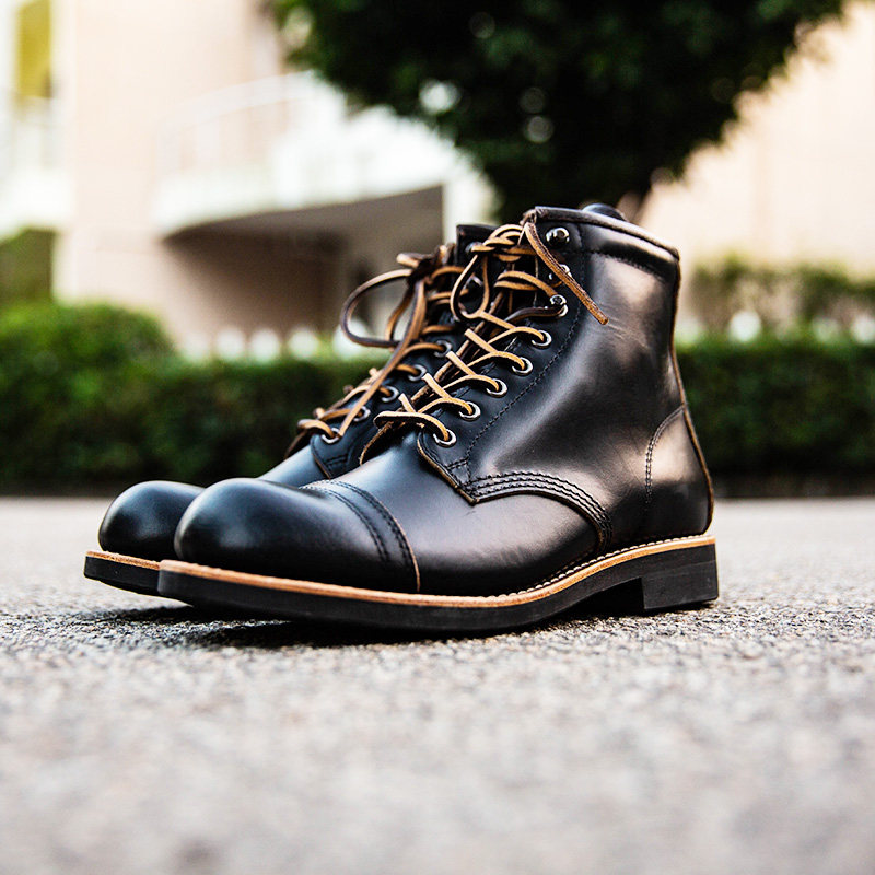 美式阿美咔叽红翼明真皮伞兵靴固特异高帮机车靴马丁工装靴男鞋