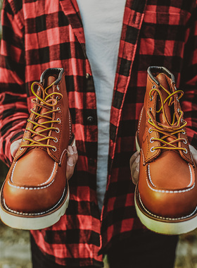 红翼明red 875固特异英伦wing真皮高帮机车马丁靴工装短靴男女靴