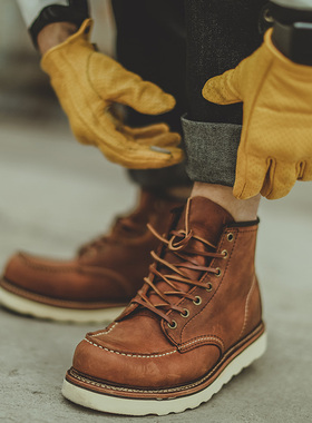 复古阿美咔叽1907红翼明高帮伞兵机车马丁靴男女固特异875工装靴