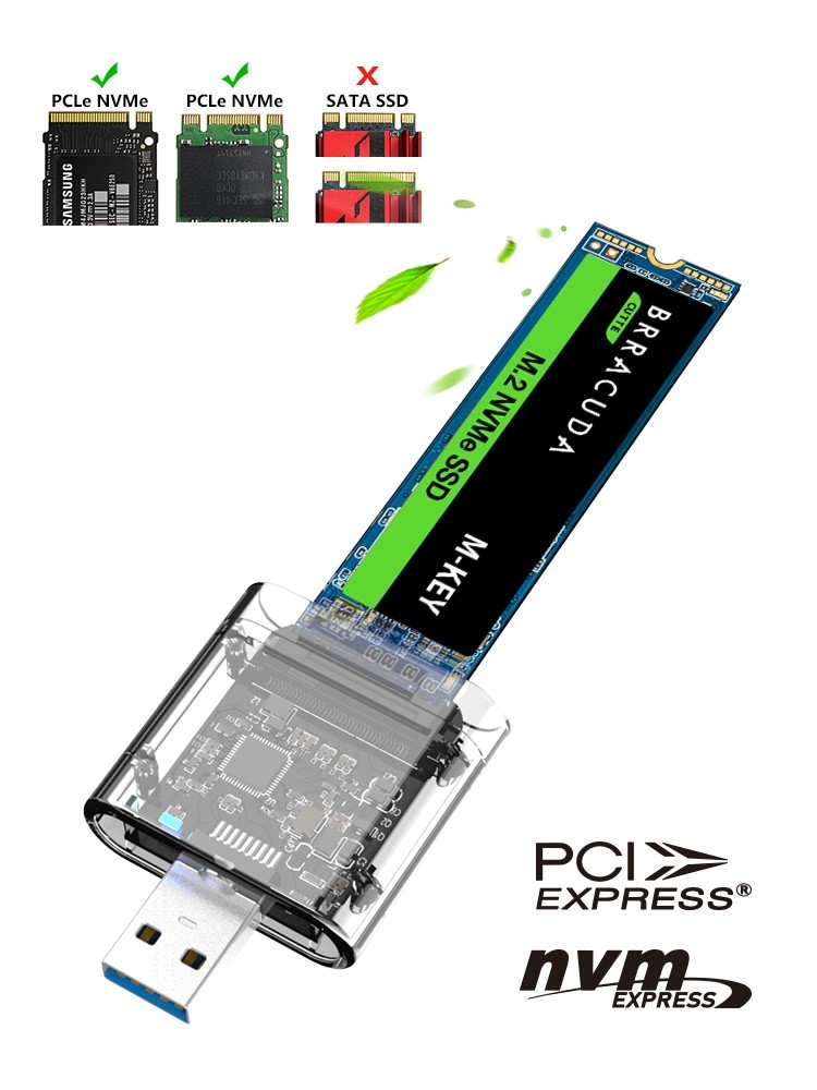 2 pcie nvme协议转usb3.0固态ngff移动硬盘盒ssd转接nvme读卡器