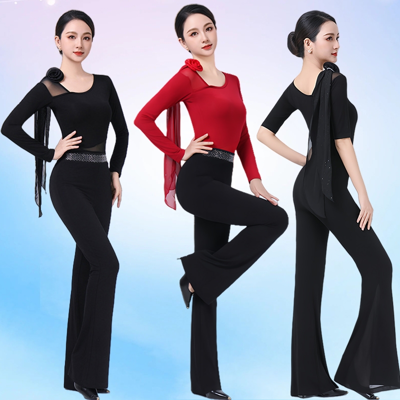 高级感新款形体服女上衣模特走秀连体礼仪训练服舞蹈导师战袍套装
