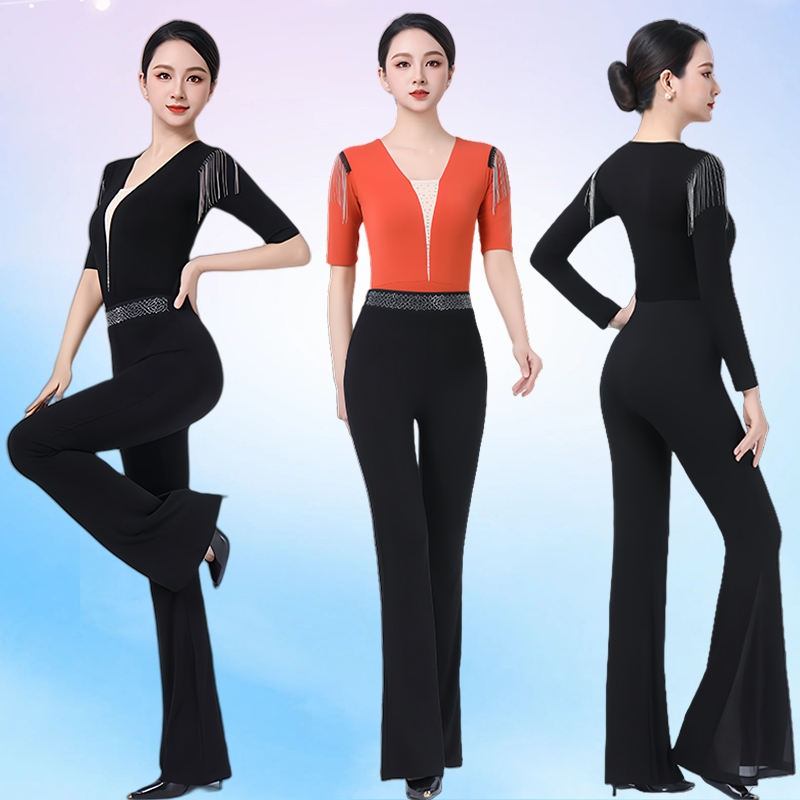 形体服女套装2025新款V领礼仪模特走秀导师培训优雅仪态服连体衣