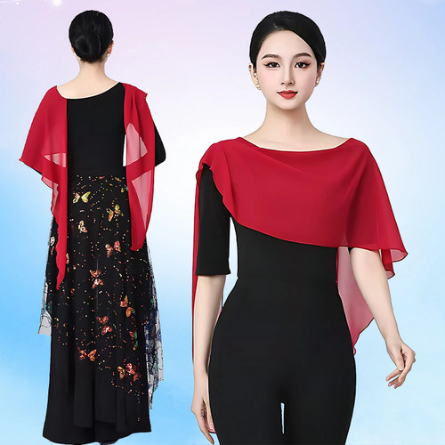 现代舞女飘逸圆领中袖练功服