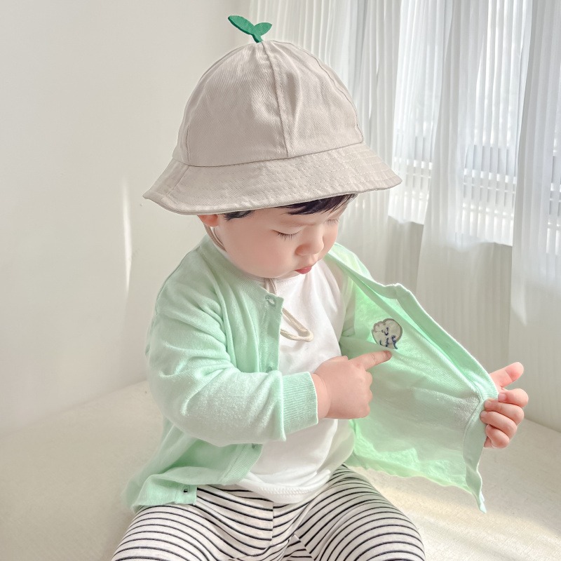 日本婴童春夏季防晒衣宝宝薄款长袖开衫空调服小童轻薄纯棉针织衫