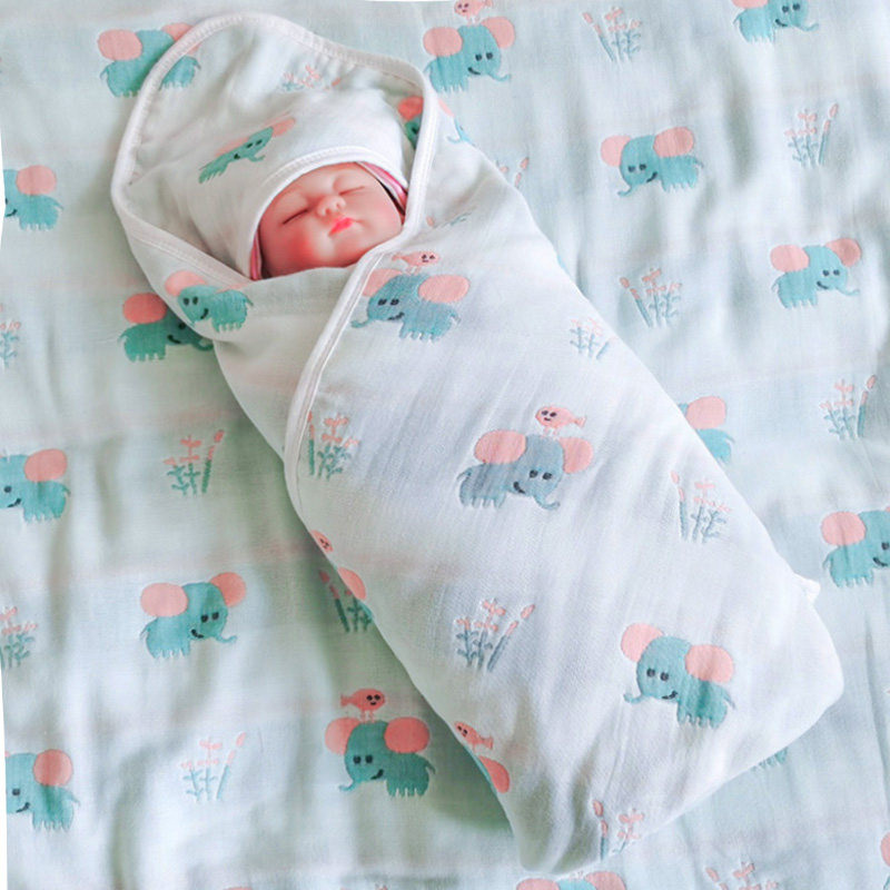 日本进口产房婴儿包布新生儿抱被春秋纯棉薄纱布包被包巾包裹用品