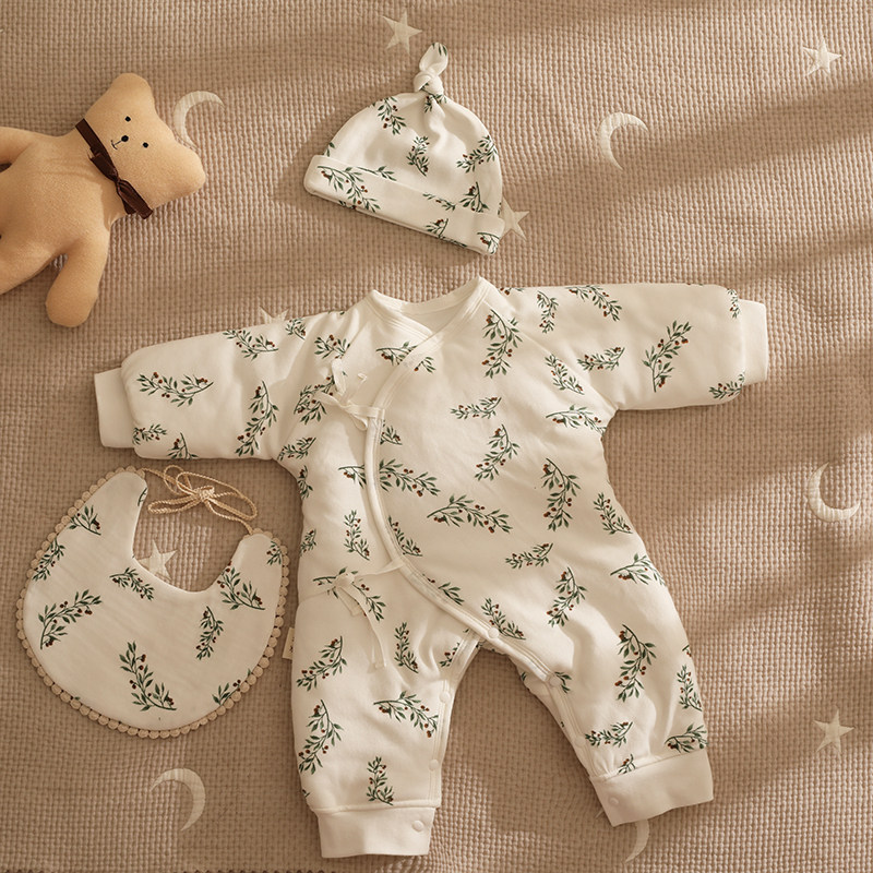 日本新生婴儿儿衣服连体衣加厚棉袄爬服初生宝宝秋冬保暖棉服和尚